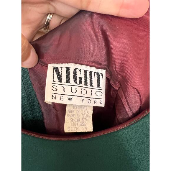 Night Studio New York Green Maxi Dress Vintage USA Made Size 14 - Picture 2 of 9